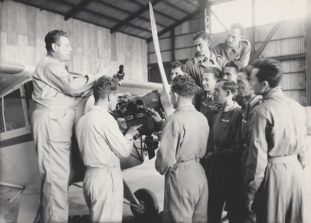 Pilot training at the Palestine Flying Service school at Lydda Airport, April 1939. Unknown to the British, the school served to train members of the Jewish underground 'Etzel' organization. (Israel Government Press Office) 