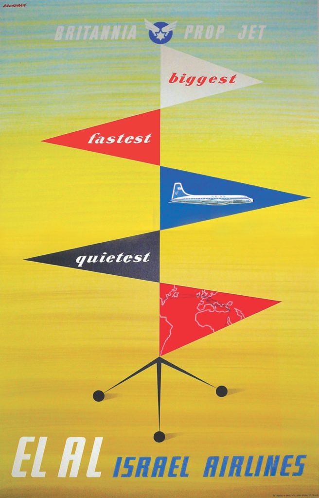 EL AL poster by Israeli artist Shmuel Grundman, about 1958 (Micha Riss collection)