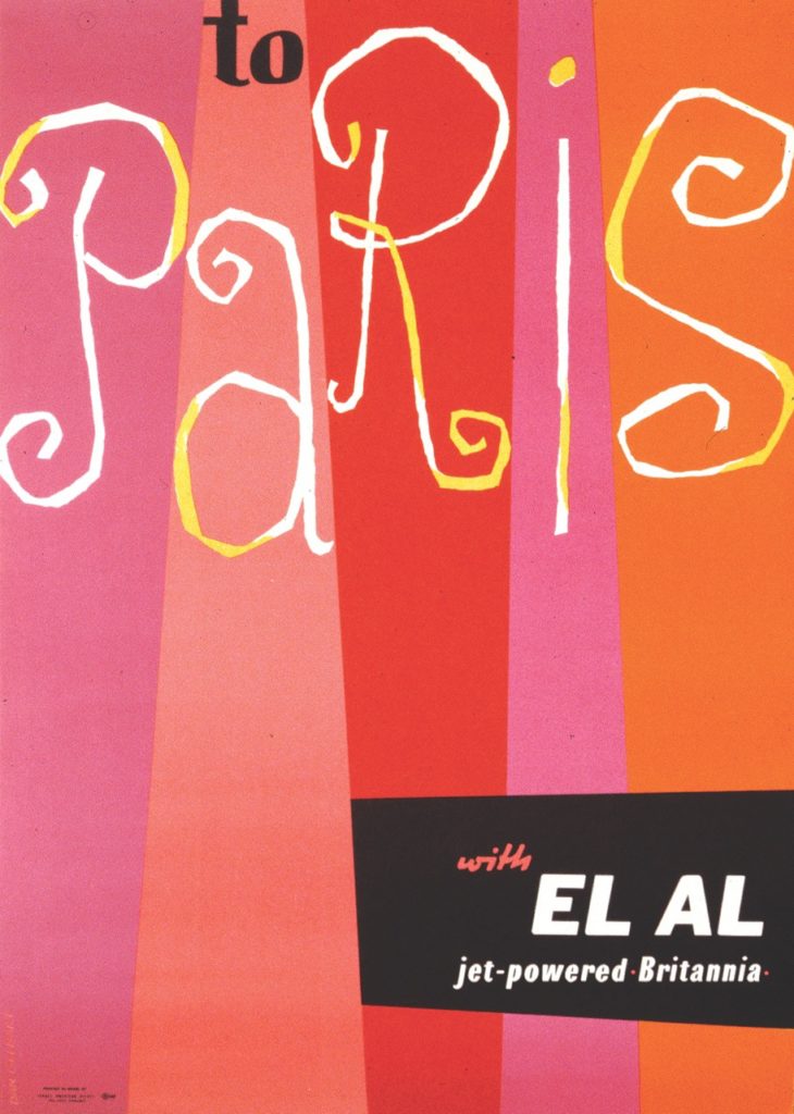 EL AL destination poster 'Paris' by Dan Gelbert. (David Tartakover collection)