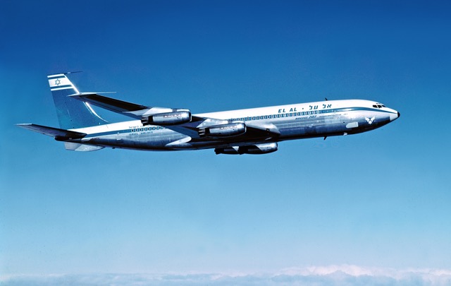 To the skies over the State of Washington with EL AL’s first 707, which made its first flight on 14 April 1961. EL AL selected Rolls-Royce engines for its first three 707s. This particular aircraft (4X-ATA) served for 23 years, carrying over two million passengers more than 58 million km (36 million mi), equivalent to circling the world 1,450 times. (EL AL)